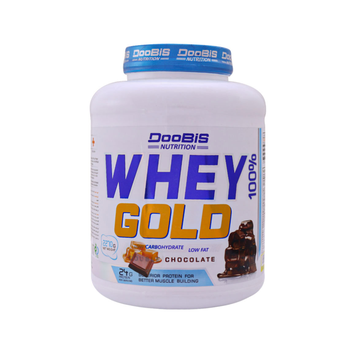 پودر پروتئین وی گلد با طعم کارامل شکلات وزن 2270 گرم