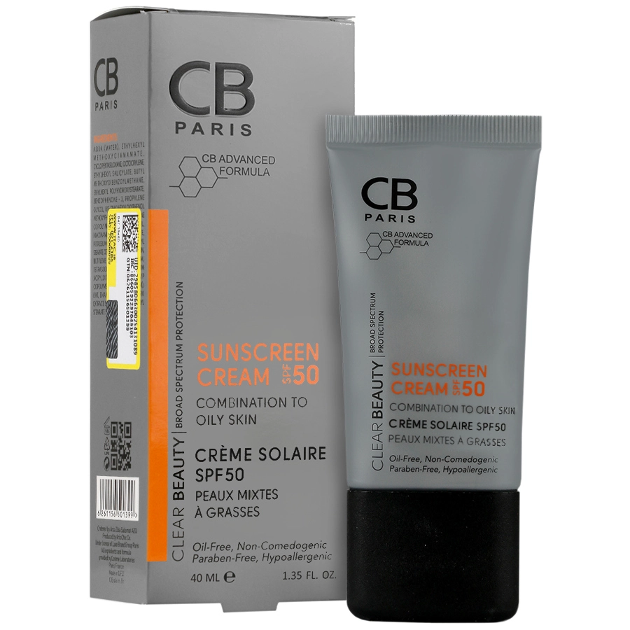 سی بی کرم ضد آفتاب بیرنگ مناسب پوست مختلط تا چرب