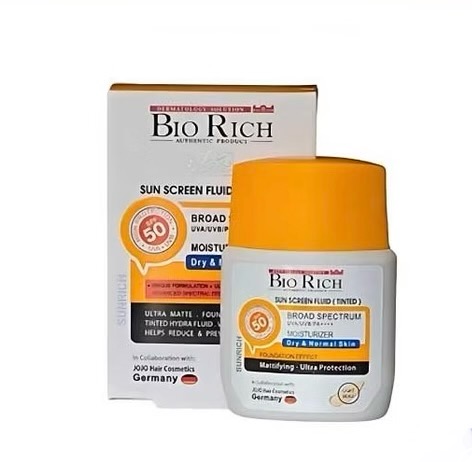 بایوریچ فلوئید ضد آفتاب رنگی بژ طبیعی پوست خشک و نرمال