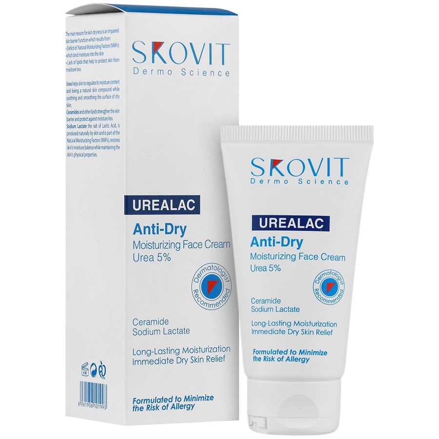 اسکوویت کرم مرطوب کننده صورت 5 درصد اوره Skovit Urealac Moisturizing Face Cream Urea 5