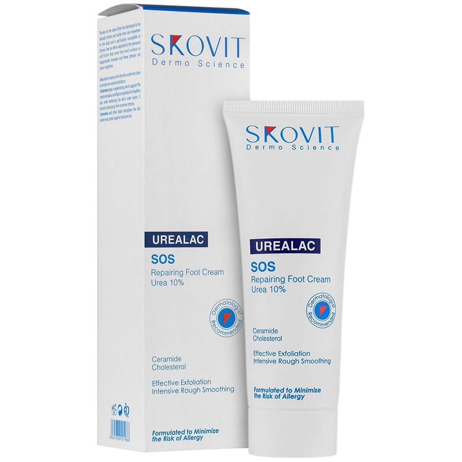 اسکوویت کرم ترمیم کننده قوی پا 10 درصد اوره Skovit Urealac SOS Repairing Foot Cream Urea 10was