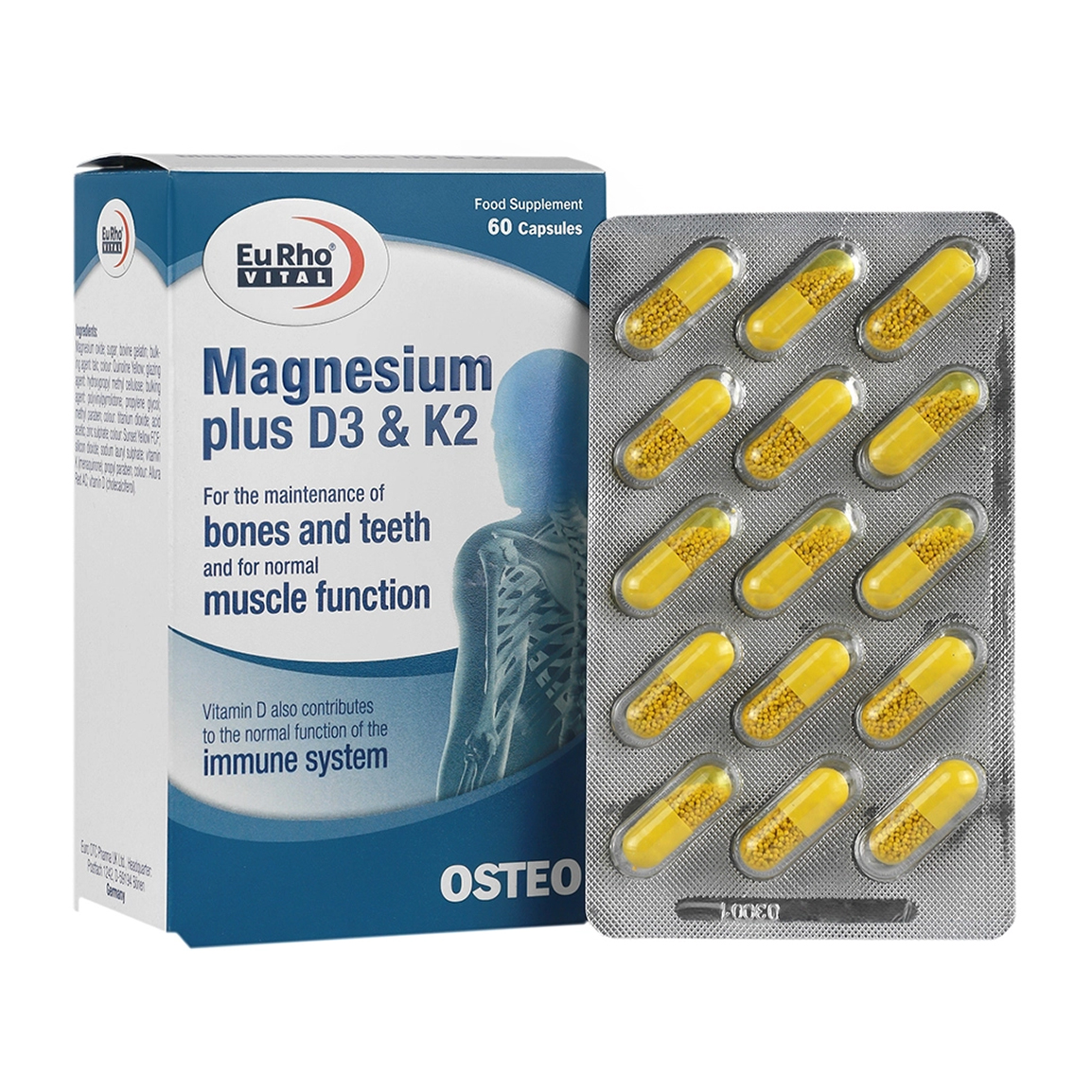 کپسول منیزیم پلاس D3 و K2 بسته 60 عددی