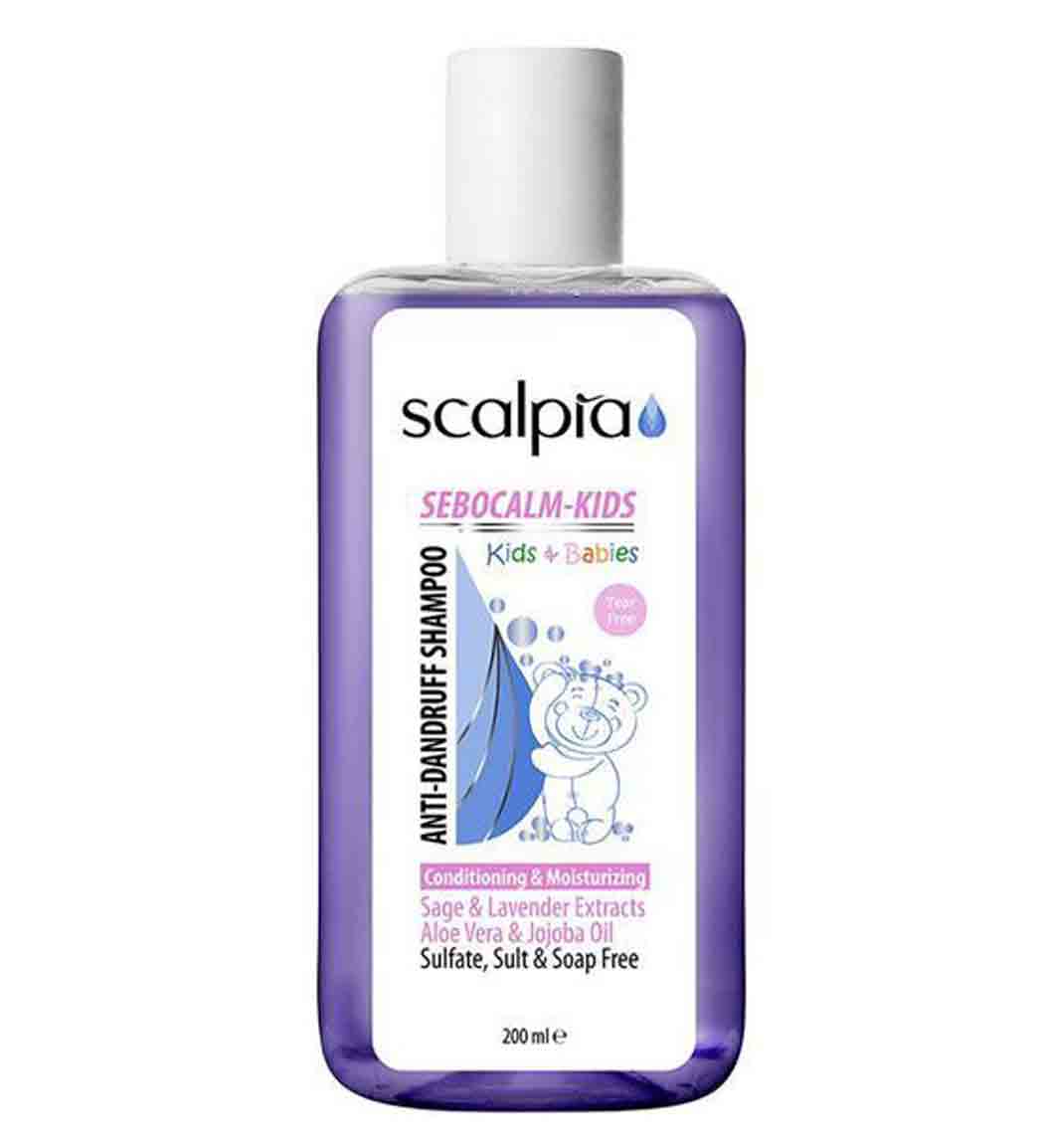 شامپو ضدشوره حاوی مواد نرم کننده موی سر مناسب اطفال و کودکان 200 میل Scalpia Anti Dandruff Sebocalm Kids 200ml