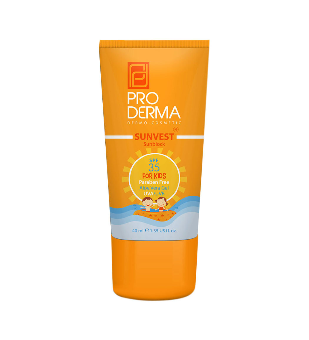 ضد آفتاب مخصوص کودکان اس پی اف 35 فاقد جاذبه های شیمیایی 40 میل