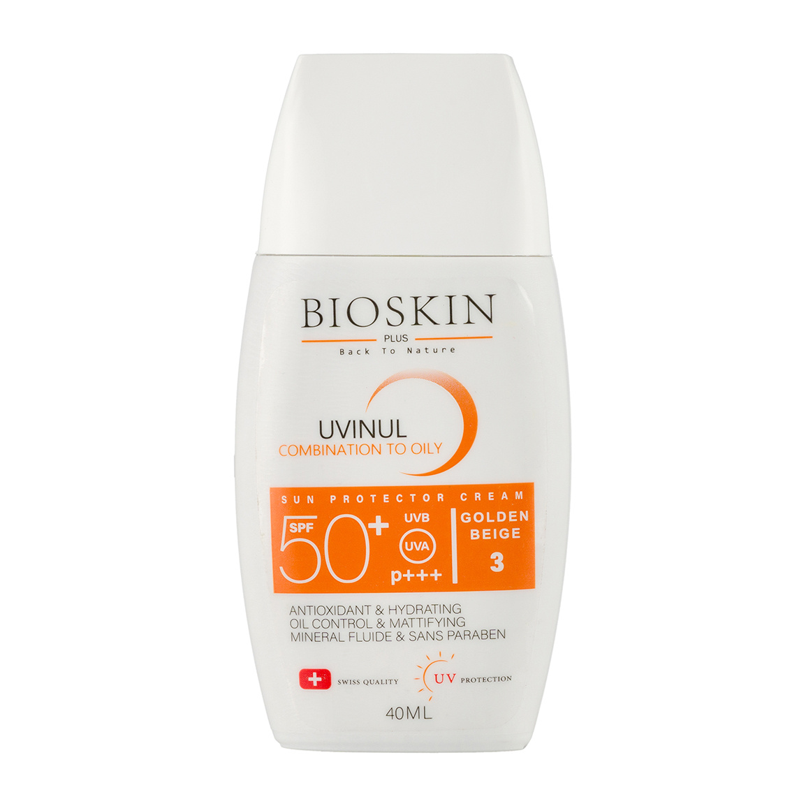 کرم ضد آفتاب فلوئید رنگی با SPF50 مناسب انواع پوست حجم 40 میلی لیتر