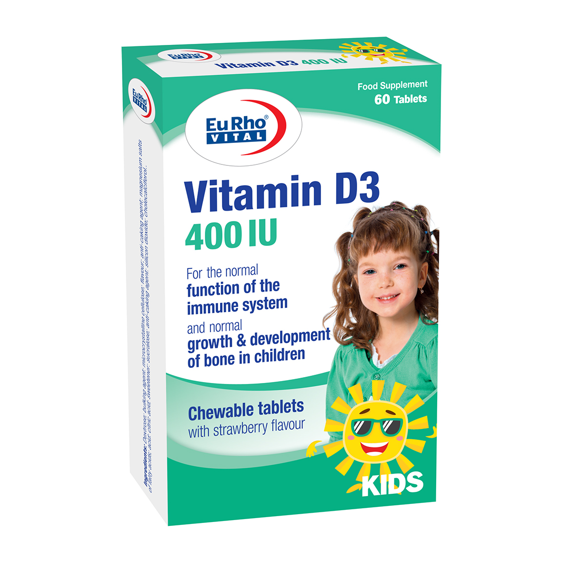 قرص جویدنی ویتامین D3 با طعم توت فرنگی بسته 60 عددی