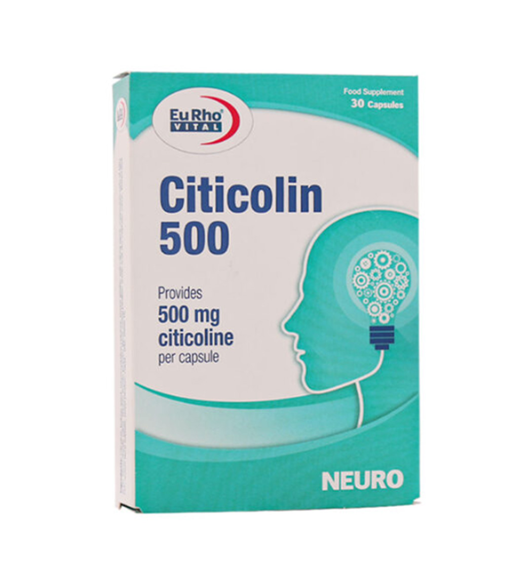 کپسول سیتی کولین 500 میلی گرم بسته 30 عددی Eurho Vital Citicolin 500 Mg 30 Capsules
