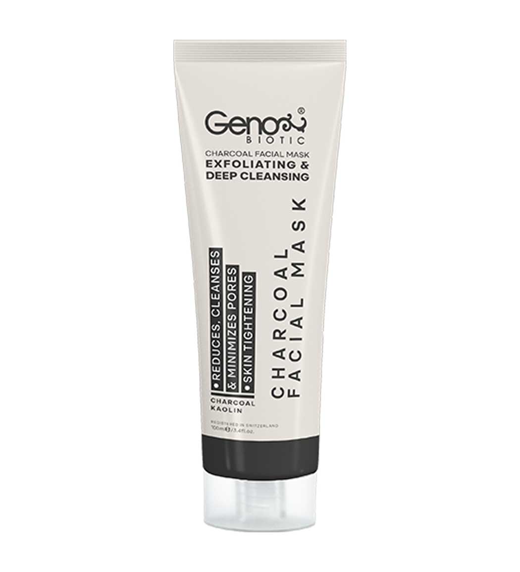 ماسک زغال صورت و گردن حجم 100 میلی لیتر Geno Biotic Charcoal Fasial Mask 100 ml